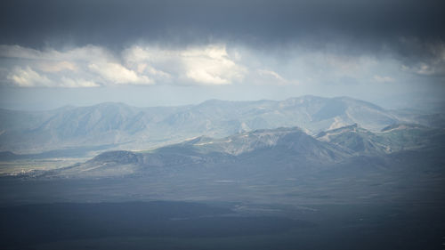 Mountain ranges approached by thick clouds just before a storm, mount ararat in turkey