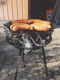 Close-up of meat on barbecue grill