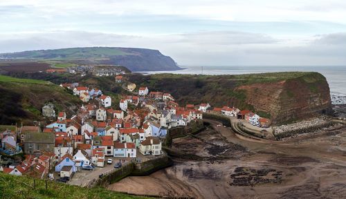 Scenic view of townscape against sky