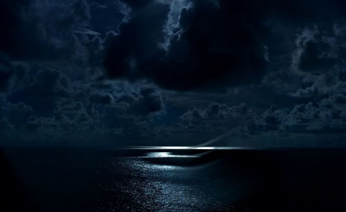 Scenic view of sea against sky at night