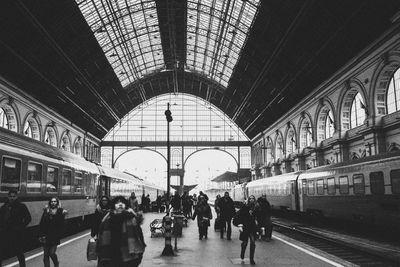 People at railroad station