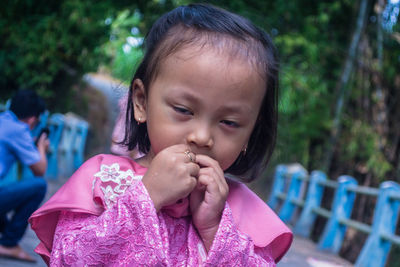 Close-up portrait of innocent girl