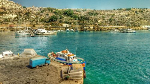 View of boats in sea