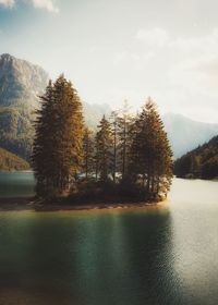 Scenic view of lake against sky