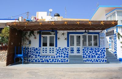 Exterior of house against blue sky