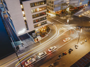 High angle view of traffic on city street