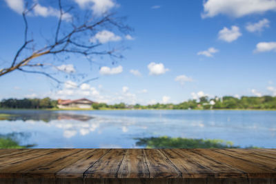 Scenic view of lake against sky