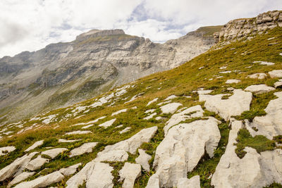 Scenic view of rocky mountains against sky