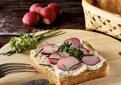 High angle view of food on table