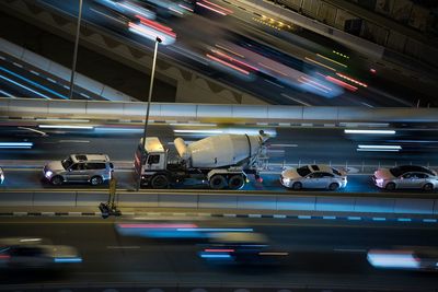 Cars moving on road at night