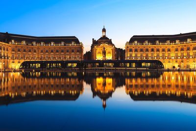 Place de la bourse square and tram in bordeaux city, france 