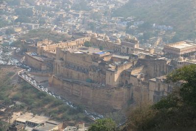 High angle view of buildings in city