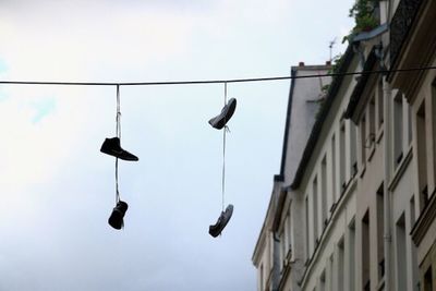 Low angle view of clothes hanging on clothesline