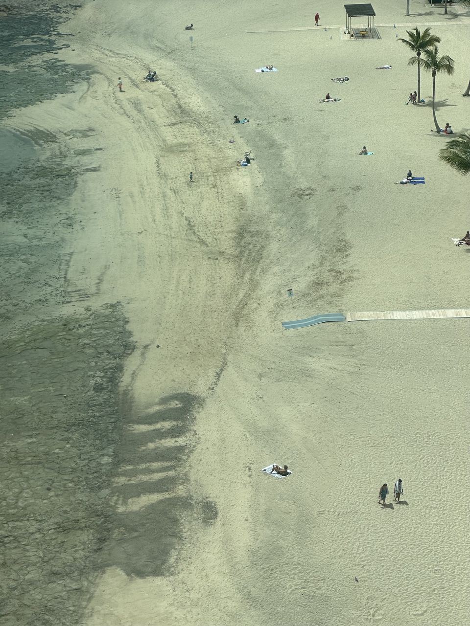 land, sand, beach, high angle view, nature, day, water, sea, outdoors, sunlight, beauty in nature, tranquility, aerial view, scenics - nature, no people, vacation, tranquil scene