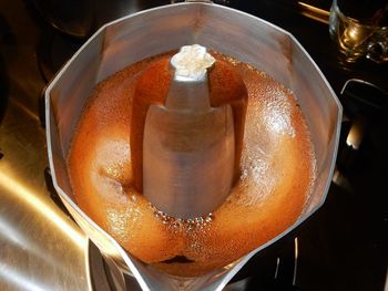 High angle view of ice cream in kitchen