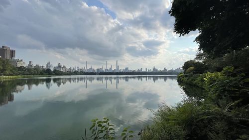 Panoramic view of lake against sky