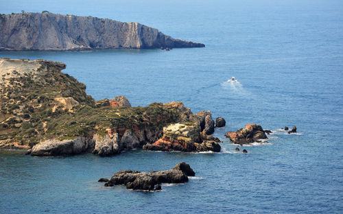 Scenic view of sea and rocks