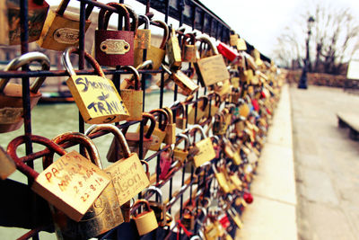 Close-up of padlocks