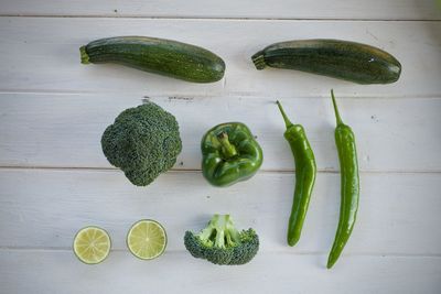 High angle view of fruits on table
