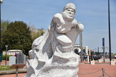 The scott memorial  statue, in cardiff bay, cardiff, wales, uk