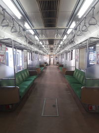 Interior of empty subway train