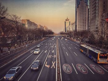 High angle view of traffic on city street