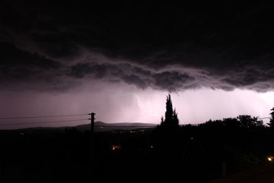 Silhouette built structures against cloudy sky