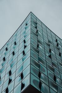 Low angle view of modern building against clear sky