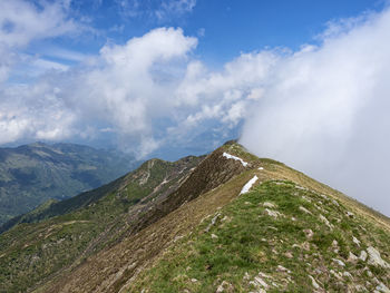 Trekking scene on lake como alps