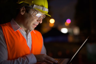 Man working at night