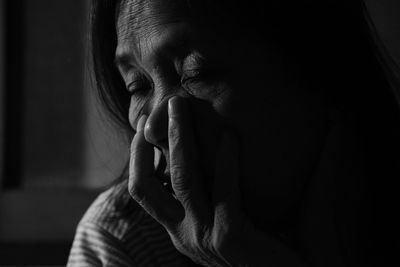 Close-up of depressed senior woman 