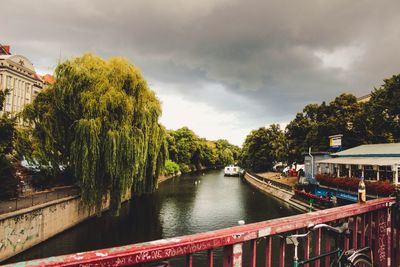 Bridge over river against sky