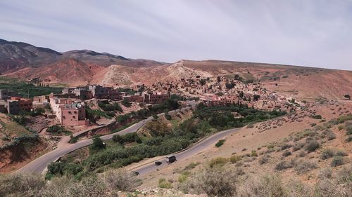 High angle view of city against sky