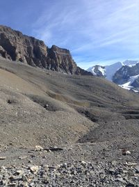 Scenic view of rocky mountains against sky