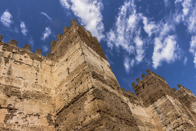 Low angle view of old building against sky