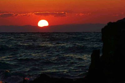 Scenic view of sea at sunset