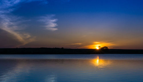 Scenic view of sunset over river