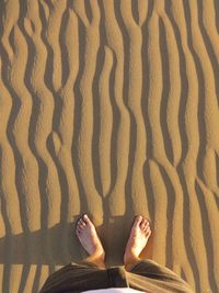 Low section of woman standing on beach