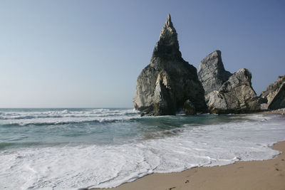 Scenic view of sea against clear sky