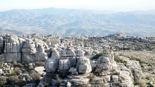 Panoramic view of landscape and mountains against sky