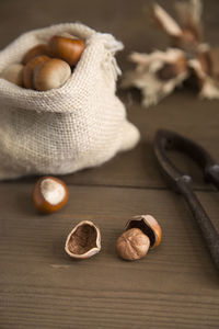 High angle view of eggs on table