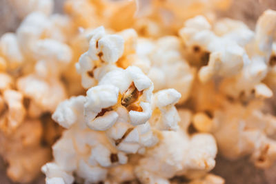 Popcorn with close-up macro shot in warming tone color