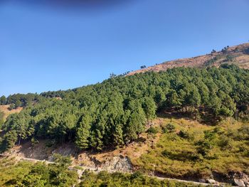 Scenic view of landscape against clear blue sky