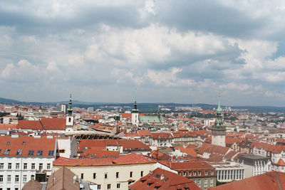High angle view of townscape against sky