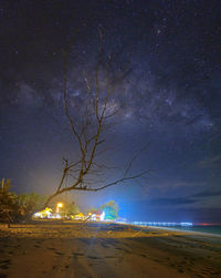 Scenic view of sea against sky at night