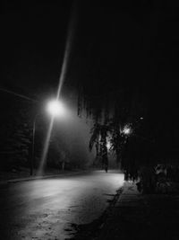 Road in winter at night