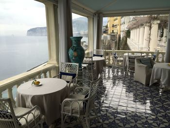 Chairs and tables in restaurant