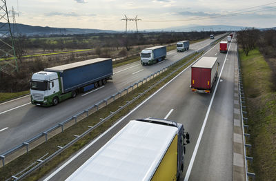 High angle view of vehicles on highway