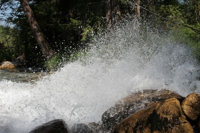 Water flowing through rocks