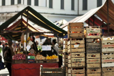 Stack of food at market stall